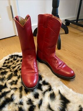 Justin Boots Red Leather Cowboy Boots